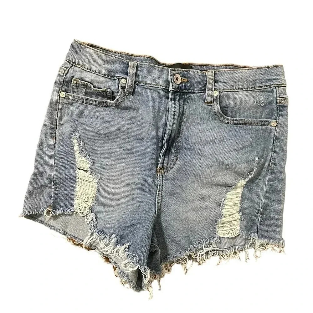 KENDALL AND KYLIE Women’s Distressed Medium Wash Jean Shorts Size 31